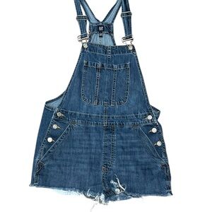 GAP Denim Cutoff Overalls Medium Wash Size Small (4)